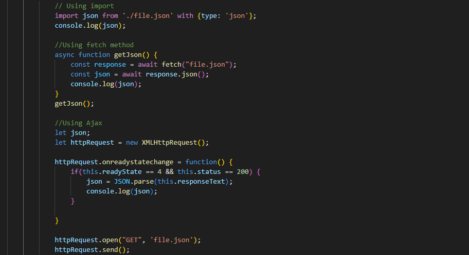 JavaScript codes for loading JSON into a variable